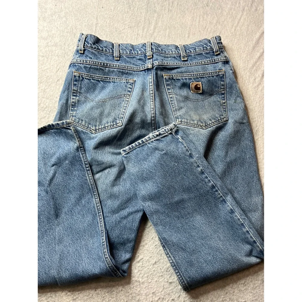 Carhartt Mens Denim Jeans Light Wash Straight Fit Workwear Size 32x32 vintage - Picture 1 of 8